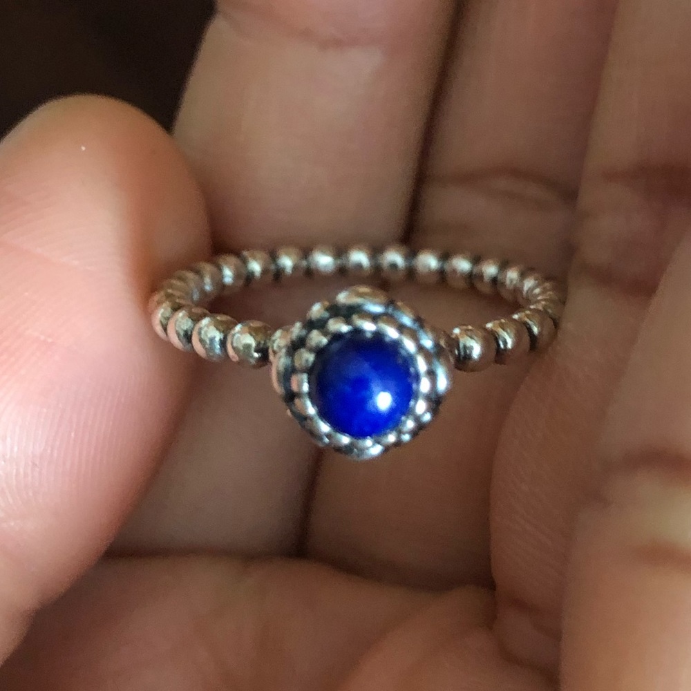 Pandora Blue Gemstone Rhinestone Ring US 8.5